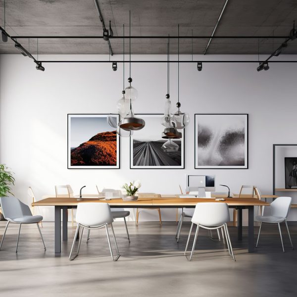 contemporary co working office with poster Generative AI contemporary co working office with poster Generative AI